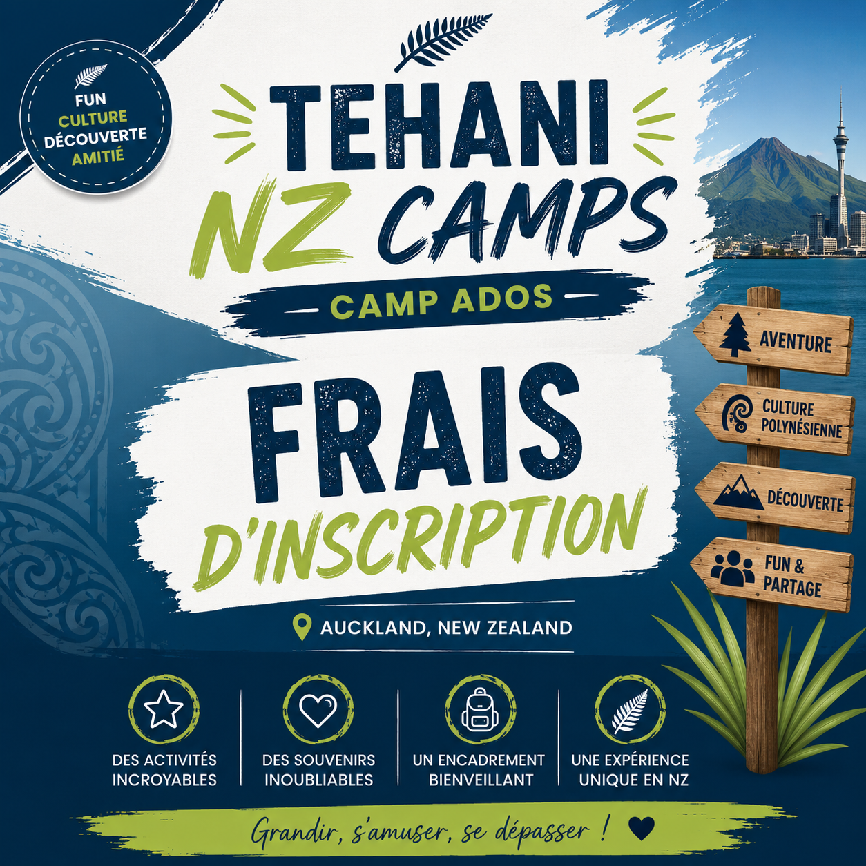 Tehani NZ Camps Frais d’inscription
